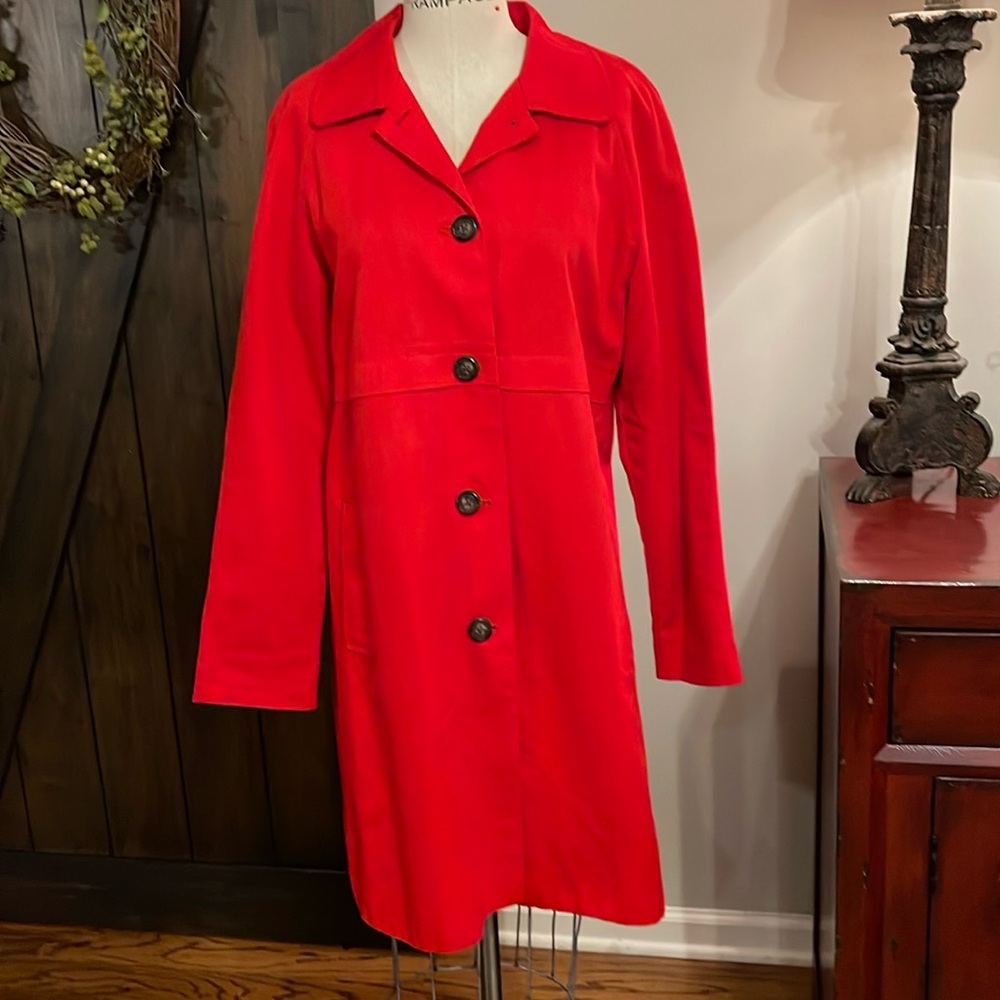 Vibrant Poppy Trench Coat - Picture 4 of 9